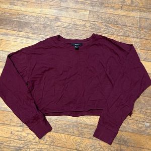 Forever 21 maroon long sleeve crop top, size medium